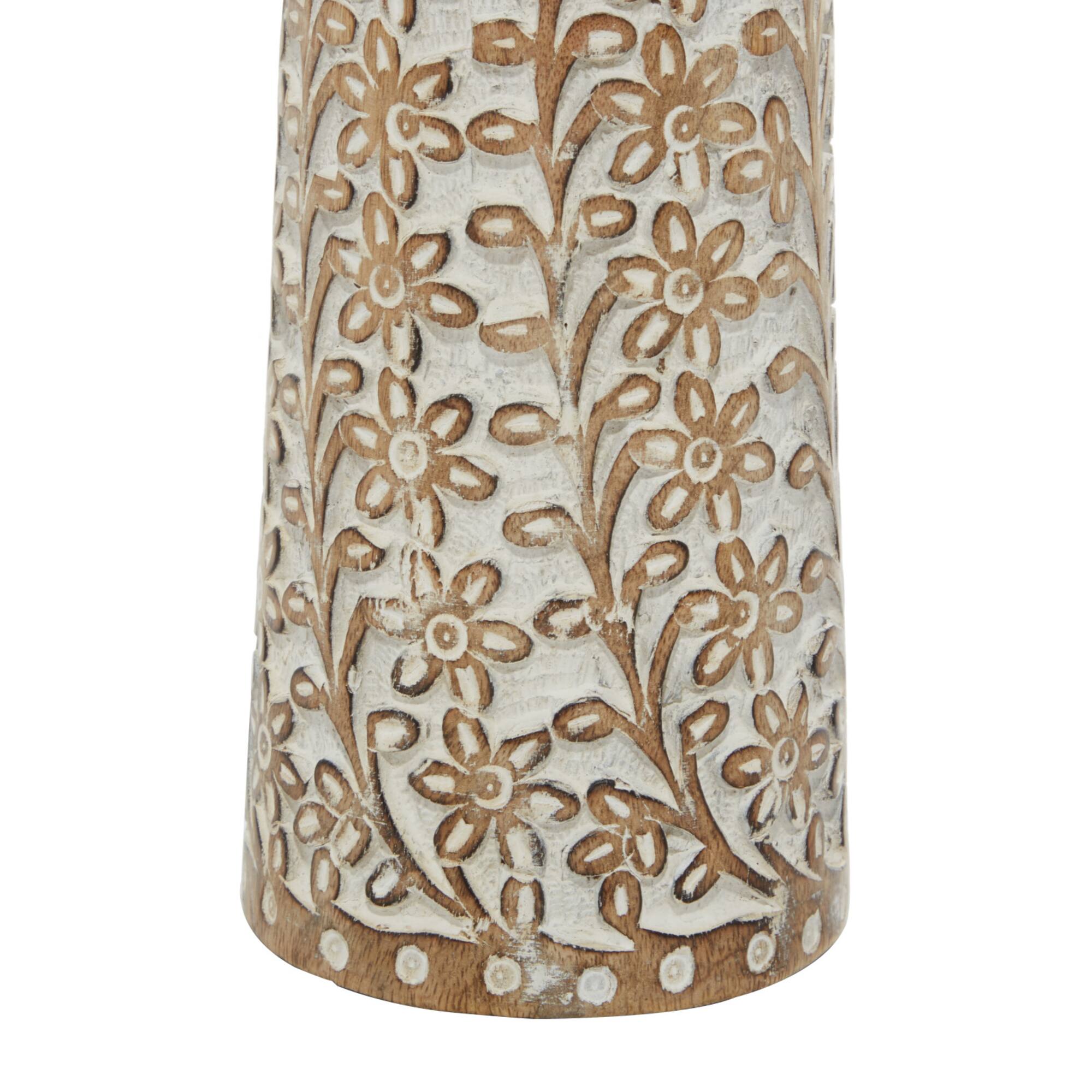 Brown Natural Mango Wood Candle Holders Set, 13", 15" & 18"